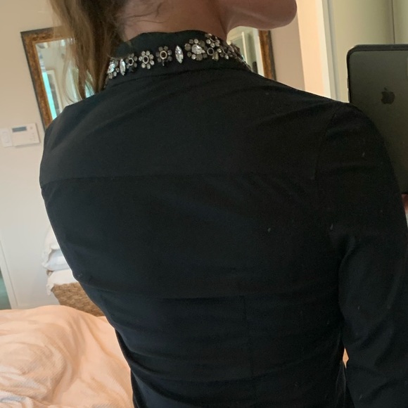 DESIGNER PRADA BLACK SHIRT W EMBROIDERED COLLAR - Picture 14 of 14